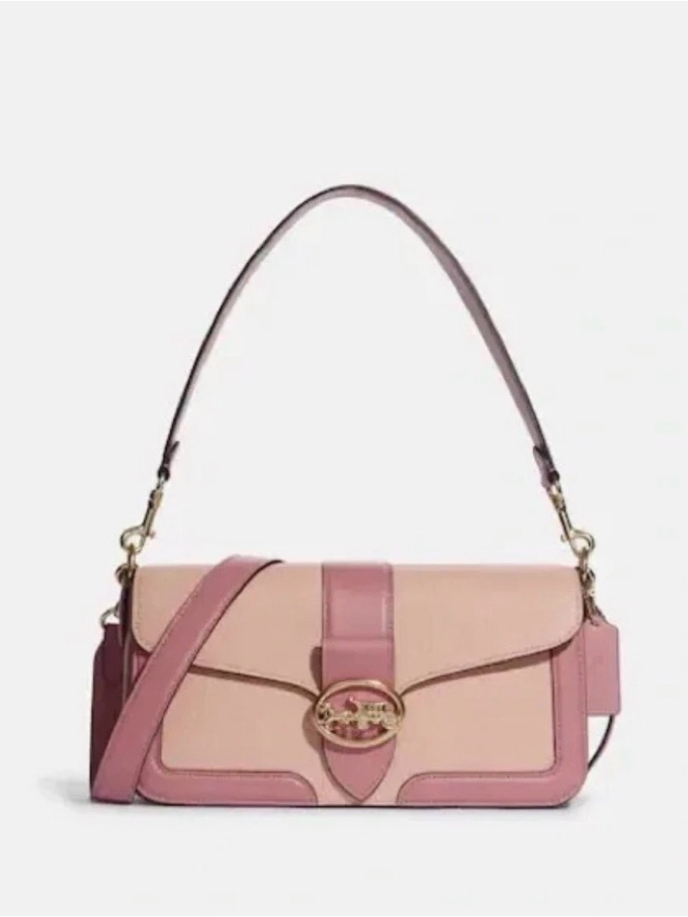 Coach C8607 Georgie Shoulder Bag In Color Block Faded Blush/Taffy